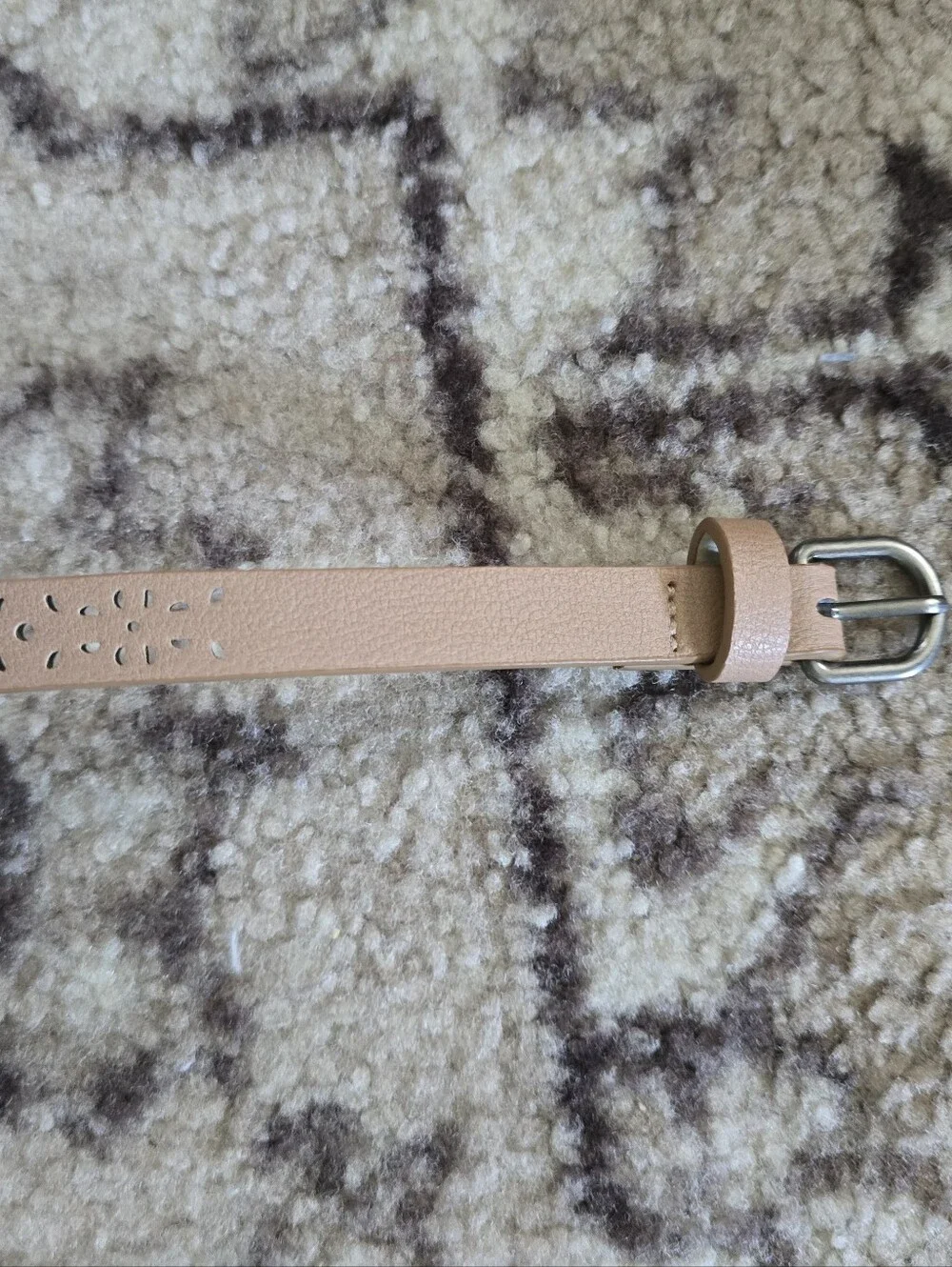 Women's Thin Leather Belt Strap in Beige